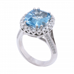 Aquamarine and Diamond Halo Dress Ring