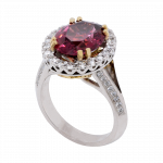 Pink Garnet and Diamond Halo Dress Ring