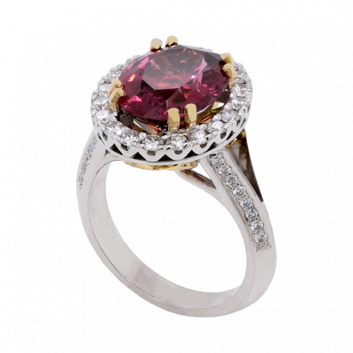 Pink Garnet and Diamond Halo Dress Ring