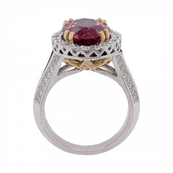 040419 Oval Pink Garnet Diamond Halo Ring Front 1080x1080 copy