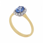 Oval Sapphire and Diamond Halo Ring