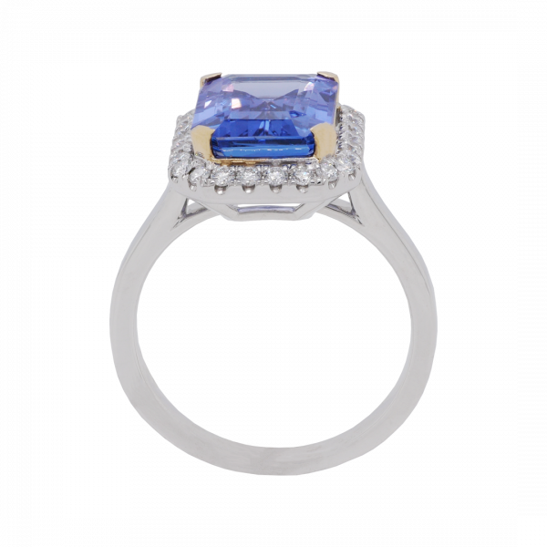 040430 Em Cut Tanzanite Diamond Halo Ring Front 1080x1080 copy