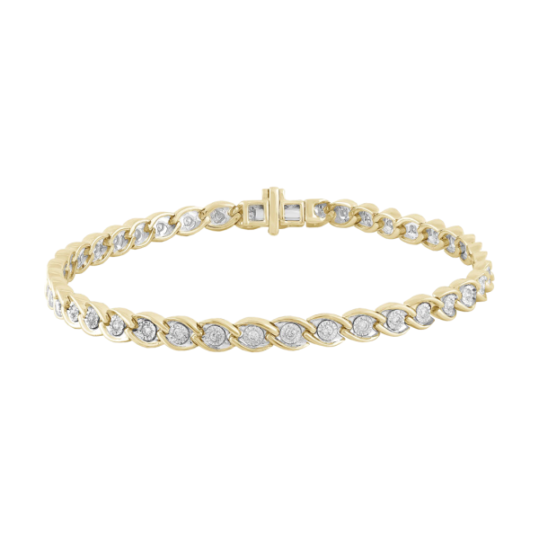 Golden Linked Diamond Tennis Bracelet