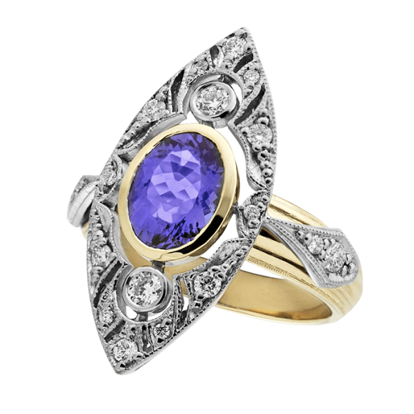 Art Deco Tanzanite and Diamond Ring