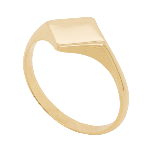 Dainty Gold Diamond Shaped Signet Ring