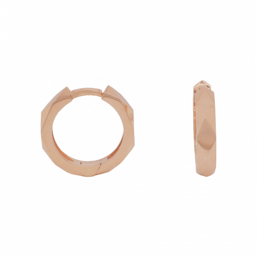 Faceted Patterned Rose Gold Huggie Hoops