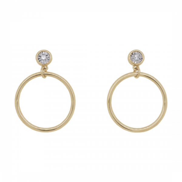 Round Circle Drop Stud Diamond Earrings