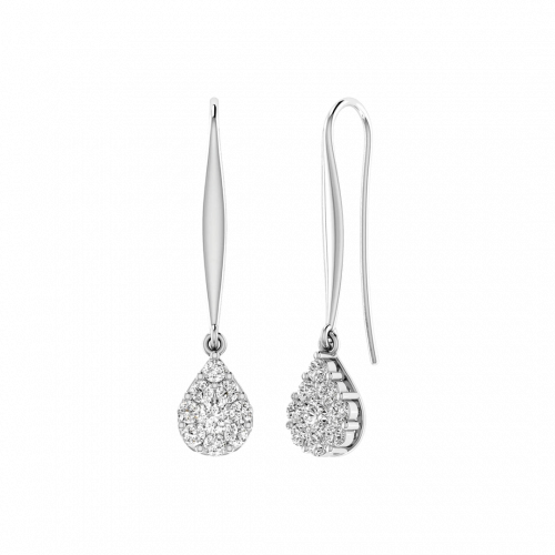 Teardrop Diamond Cluster Drop Earrings