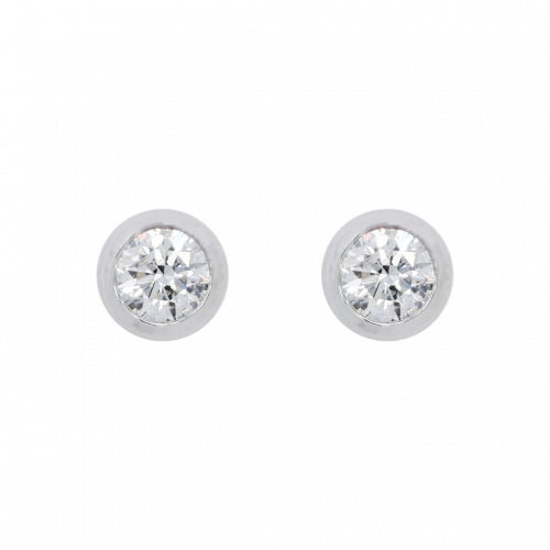 Rubover Set Diamond Solitaire Stud Earrings