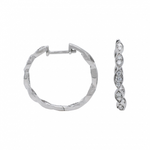 Marquise Patterned Diamond Hoop Earrings