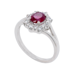 Ruby and Diamond Halo Cluster Ring