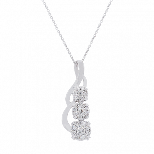 Three Stone Sweeping Diamond Pendant