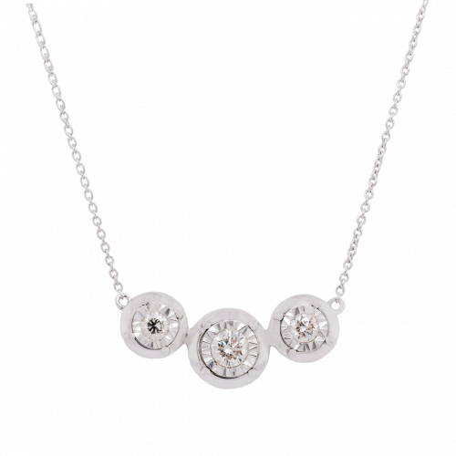 Three Stone Diamond Horizontal Pendant