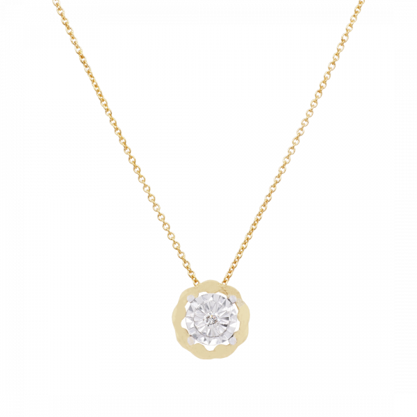 Round Two Tone Diamond Pendant