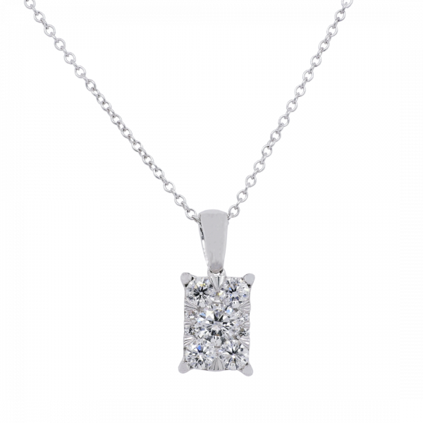 Rectangle Diamond Cluster Pendant