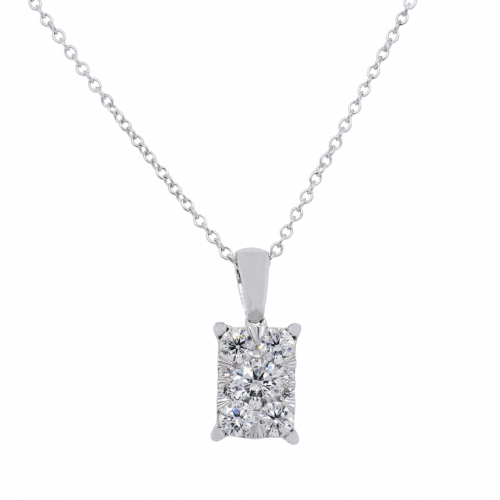 Rectangle Diamond Cluster Pendant