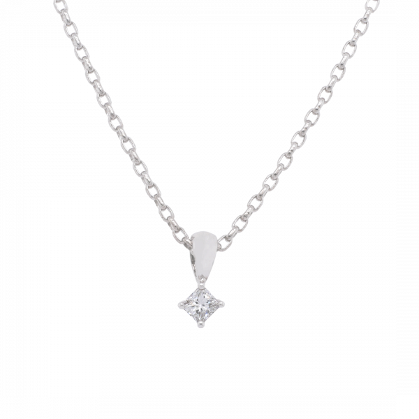 Delicate Princess Diamond Solitaire Pendant