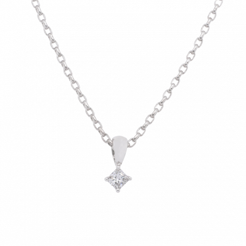 Delicate Princess Diamond Solitaire Pendant