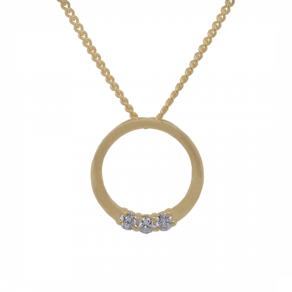 Three Stone Circle Diamond Pendant