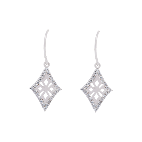 Filigree Dangle Cubic Zirconia Hook Earrings