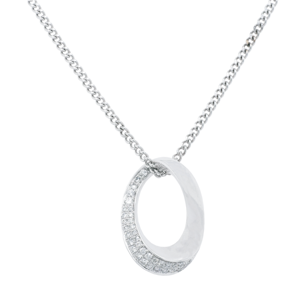 Diamond Set Curved Pendant