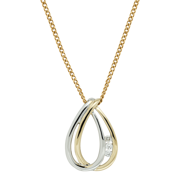 Teardrop Two Tone and Diamond Pendant