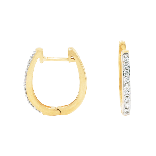 Yellow Gold Grain Set Diamond Hoop Earrings