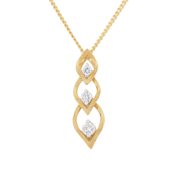 Yellow Gold Diamond Triple Drop Pendant