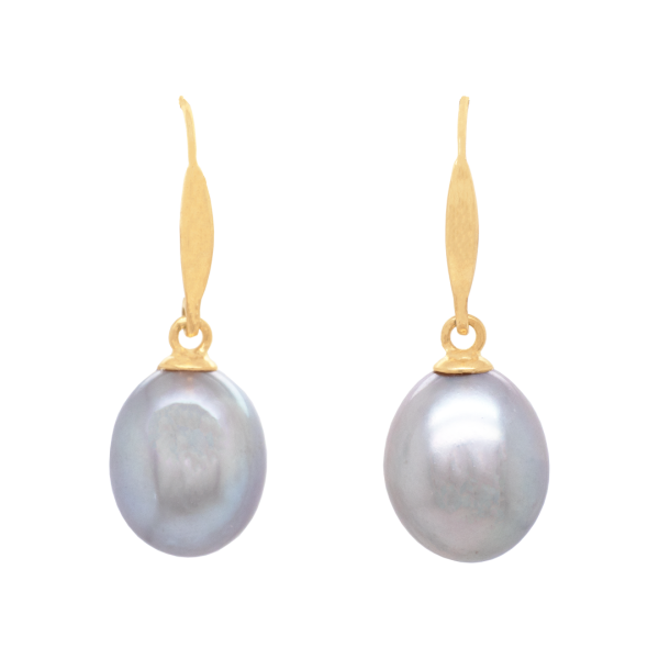 Grey Pearl Drop Hook Earrings