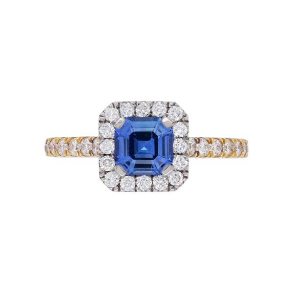 040390 Asscher Ceylon Sapphire Diamond Halo Ring Top 1080x1080