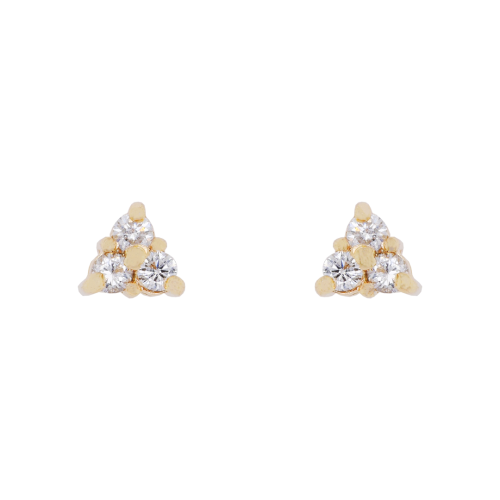 Triple Diamond Triangle Stud Earrings