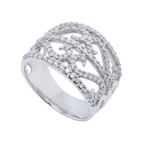 Openwork Patterned Diamond Dress Ring