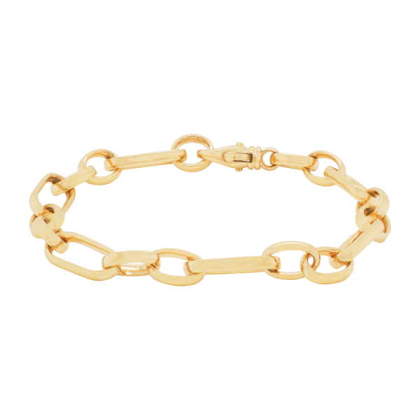 Gold Figaro Paperlink Chain Bracelet