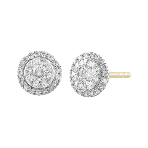 Diamond Round Cluster Stud Earrings