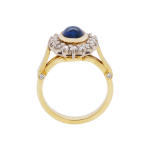 040250 Cabochon Sapphire Diamond Halo Ring Front 1080x1080