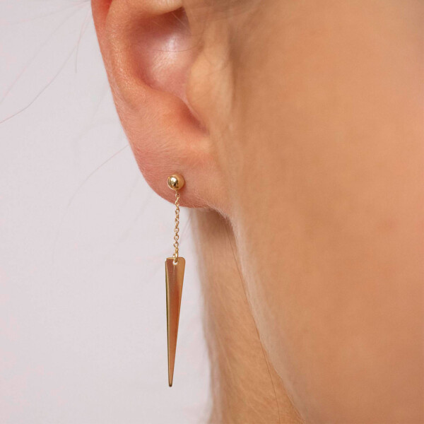 Triangle Drop Stud Earrings 9K Gold Model 1080x1080 copy