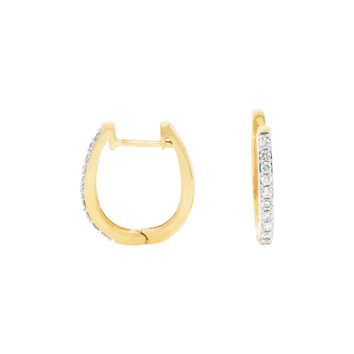 Yellow Gold Grain Set Diamond Hoop Earrings