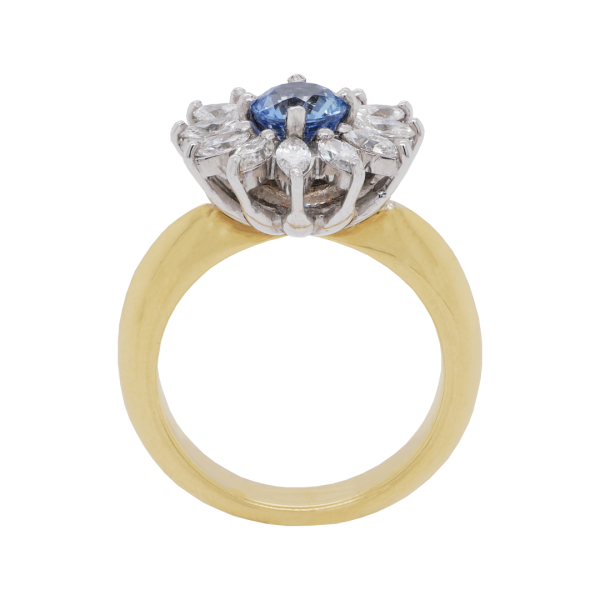 040233 Ceylon Sapphire Diamond Flower Cluster Ring Front 1080x1080