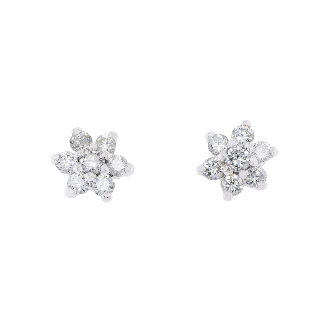 Round Brilliant Diamond Flower Cluster Stud Earrings | Dalgleish ...