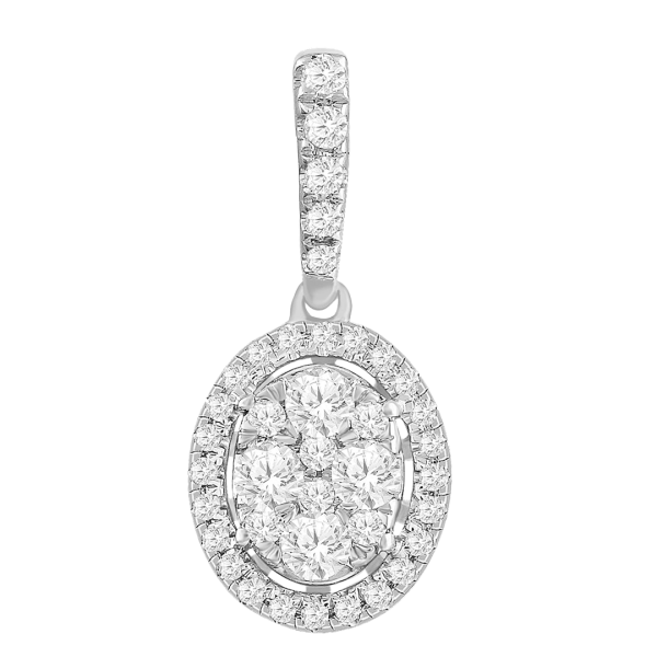 Oval Shaped Diamond Cluster Pendant