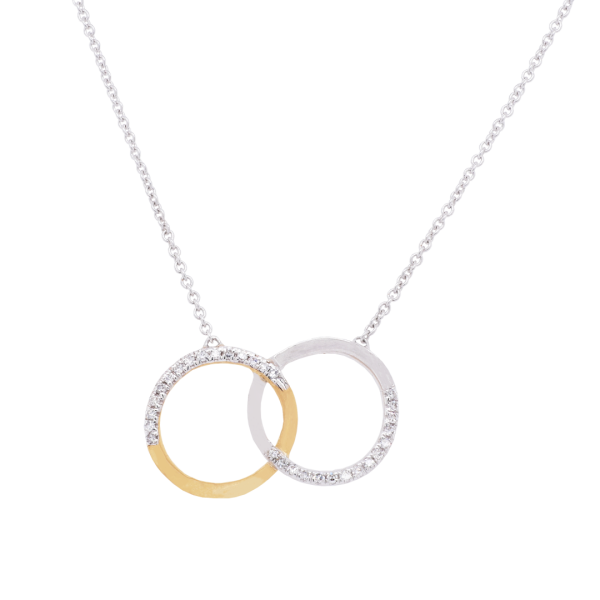 Two Tone Linked Circle Diamond Necklace