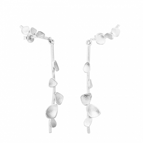 Branca Silver Long Branch Earrings