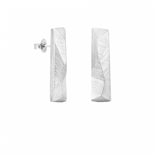 Facet Silver Earring Long Stud