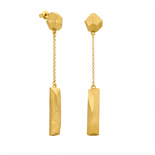 Facet Gold Drop Stud Earrings