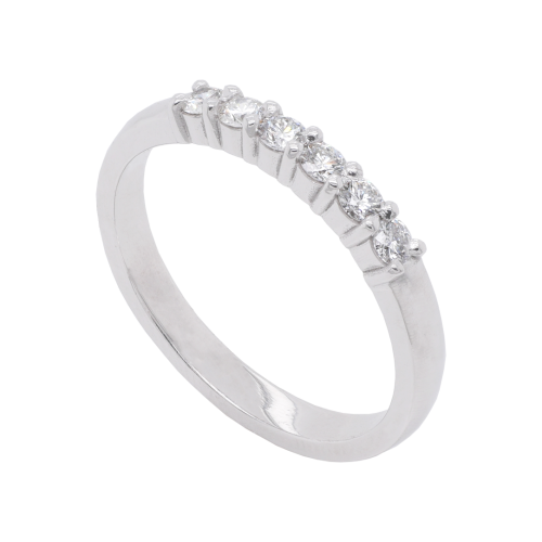 Claw Set Six Diamond Wedding Ring