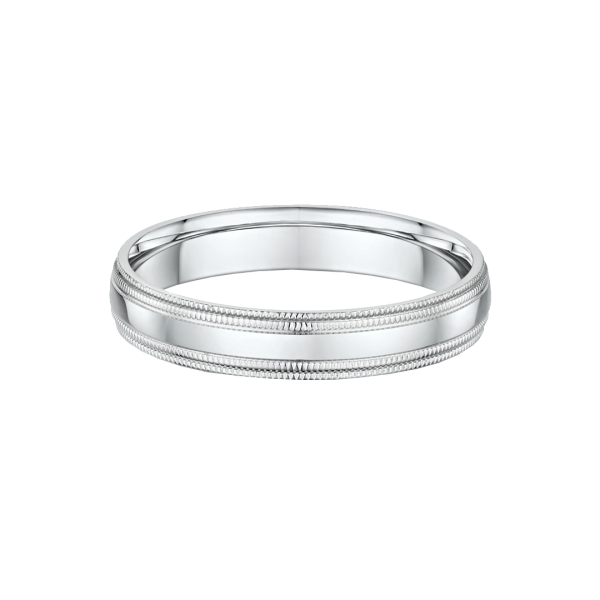 Double Milgrain 4mm Wide Classic Wedding Ring