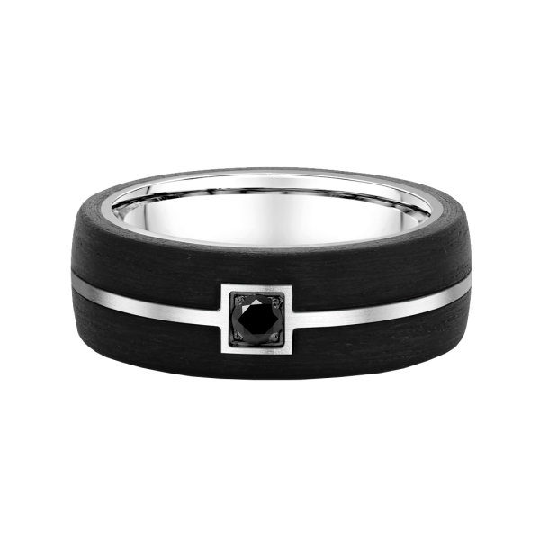 Carbon Fibre Black Diamond Wedding Ring
