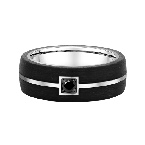 Carbon Fibre Black Diamond Wedding Ring