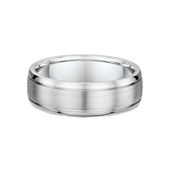 Brushed Inlay Mens Wedding Ring