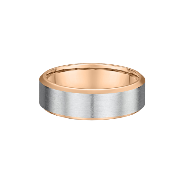 Two Tone Bevelled Edge Wedding Ring